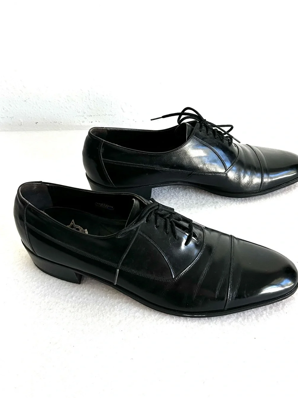 Vintage Florsheim Cap Toe Oxford Black Shoes Men's Size US 9B